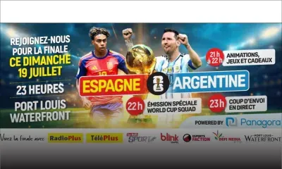 Mondial 2026 : Vivez la grande finale Espagne 🇪🇸 – Argentine 🇦🇷 avec Le Défi Media Group et Radio Plus au Port-Louis Waterfront ! 