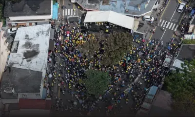 Meeting du Reform Party à La Louise, Quatre-Bornes : images prises par drone au moment où Roshi Bhadain prenait la parole