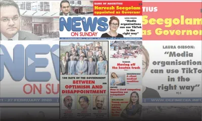 Voici la Une de News on Sunday de ce vendredi 21 février 2020