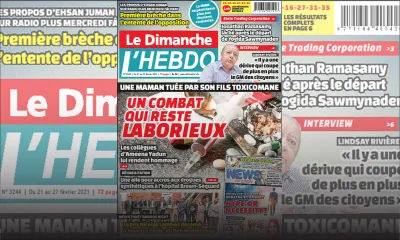 Voici la Une de Le Dimanche/L'Hebdo de ce dimanche 21 février 2021