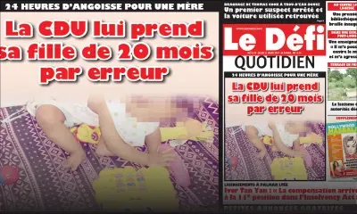 Voici la une du Defi Quotidien de ce jeudi 21 Mars 2019