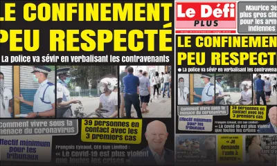 Voici la Une du Défi Plus de ce samedi 21 mars 2020