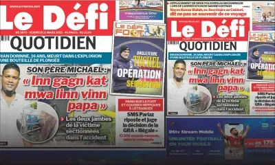 Voici la une du Défi Quotidien de ce Vendredi 21 Mars 2025