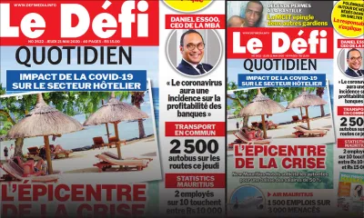 Voici la Une du Defi Quotidien de ce jeudi 21 mai 2020