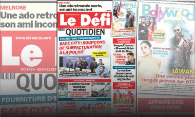 Voici la une du Défi Quotidien de ce Jeudi 21 Septembre 2023
