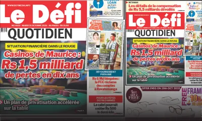 Voici la une du Défi Quotidien de ce Mardi 21 Octobre 2025