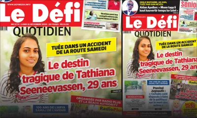 Voici la Une du Défi Quotidien de ce lundi 21 décembre 2020