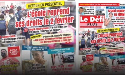 Voici la Une du Défi Plus de ce samedi 08 janvier 2022