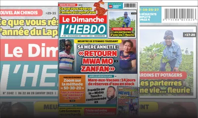 Voici la Une de Le Dimanche/L'Hebdo de ce dimanche 22 Janvier 2023