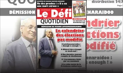 Voici la Une du Defi Quotidien de ce Vendredi 22 Mars 2019