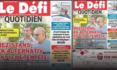 Voici la une du Défi Quotidien de ce Jeudi 22 Mai 2025