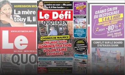 Voici la Une du Defi Quotidien de ce mercredi 22 juillet 2020