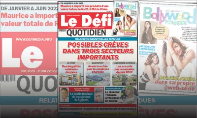 Voici la une du Défi Quotidien de ce jeudi 22 Septembre 2022