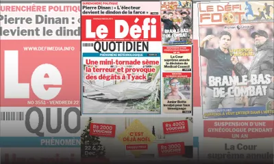 Voici la une du Défi Quotidien de ce Vendredi 22 Décembre 2023