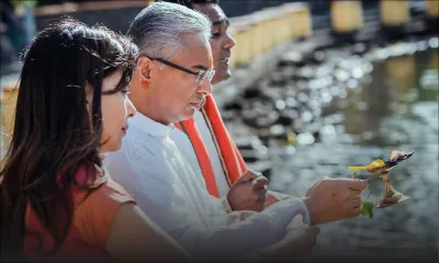 Pravind et Kobita Jugnauth à Grand-Bassin ce lundi matin 