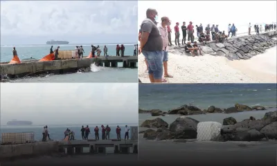 Bateaux de pêche échoués à Bain-des-Dames : déploiement des Oil Booms