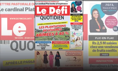 Voici la une du Défi Quotidien de ce jeudi 23 Février 2023