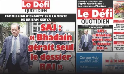 Voici la Une du Defi Quotidien de ce vendredi 23 mars