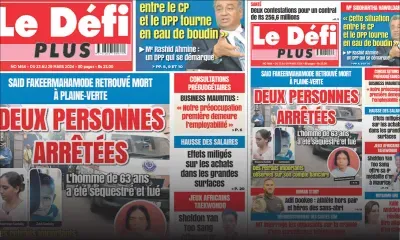 Voici la Une du Défi Plus de ce samedi 23 Mars 2024