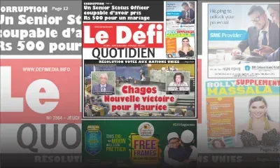 Voici la Une du Defi Quotidien de ce jeudi 23 mai 2019