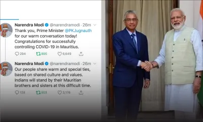 Gestion du COVID-19 : quand Narendra Modi félicite Pravind Jugnauth