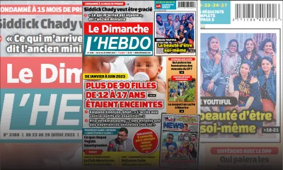 Voici la Une de Le Dimanche/L'Hebdo de ce Dimanche 23 Juillet 2023