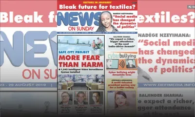 Voici la Une de News on Sunday de ce Vendredi 23 Août 2019