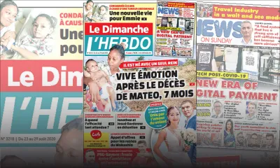 Voici la Une de Le Dimanche/L'Hebdo de ce dimanche 23 aout 2020