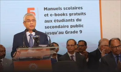 Manifeste électoral de l'Alliance Morisien : manuels scolaires gratuits aux élèves du secondaire public jusqu'au Grade 9 