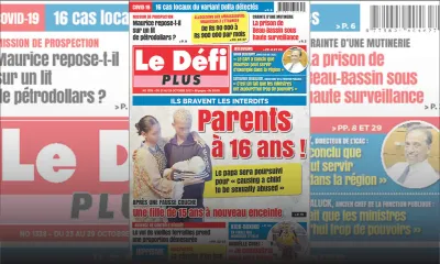 Voici la Une du Défi Plus de ce samedi 23 Octobre 2021