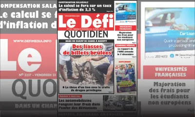 Voici la Une du Defi Quotidien de ce vendredi 23 Novembre 2018