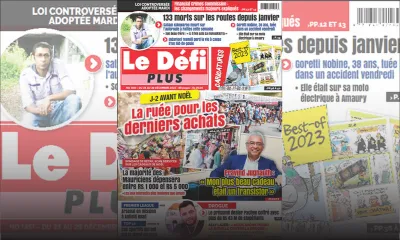 Voici la Une du Défi Plus de ce samedi 23 Décembre 2023