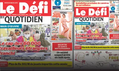 Voici la une du Défi Quotidien de ce Mardi 23 Decembre 2025