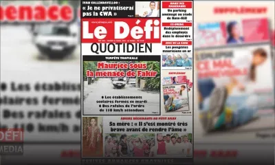 Voici la Une du Defi Quotidien de ce mardi 24 avril