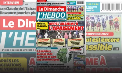 Voici la Une de Le Dimanche/L'Hebdo de ce dimanche 24 avril 2022