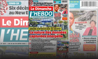 Voici la Une de Le Dimanche/L'Hebdo de ce dimanche 24 Juillet 2022