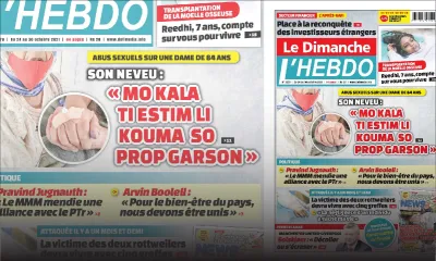 Voici la Une de Le Dimanche/L'Hebdo de ce dimanche 24 Octobre 2021