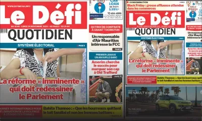 Voici la une du Défi Quotidien de ce Lundi 24 Novembre 2025