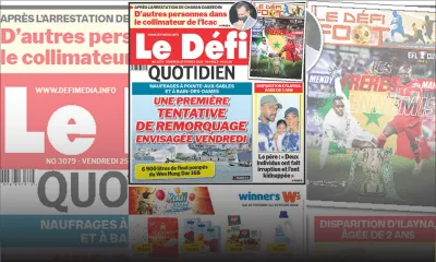 Voici la une du Défi Quotidien de ce vendredi 25 février 2022