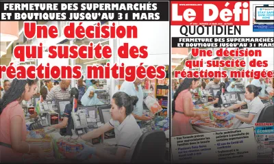 Voici la Une du Defi Quotidien de ce mercredi 25 mars 2020