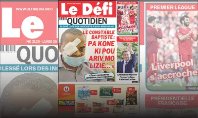 Voici la une du Défi Quotidien de ce lundi 25 avril 2022