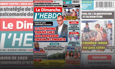 Voici la Une de Le Dimanche/L'Hebdo de ce Dimanche 25 Juin 2023