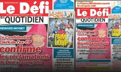 Voici la une du Défi Quotidien de ce Vendredi 25 Juillet 2025
