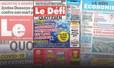 Voici la Une du Défi Quotidien de ce mercredi 25 Août 2021