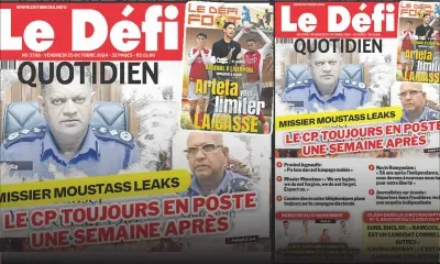 Voici la une du Défi Quotidien de ce Vendredi 25 Octobre 2024