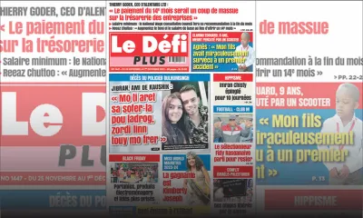 Voici la Une du Défi Plus de ce samedi 25 Novembre 2023