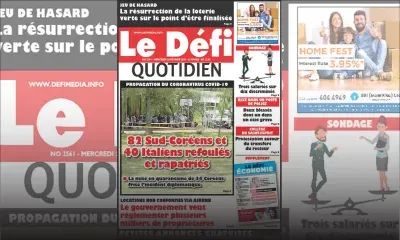 Voici la Une du Défi Quotidien de ce mercredi 26 février 2020