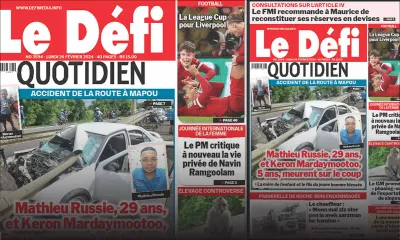 Voici la une du Défi Quotidien de ce Lundi 26 Février 2024