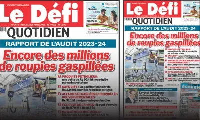 Voici la une du Défi Quotidien de ce Mercredi 26 Mars 2025