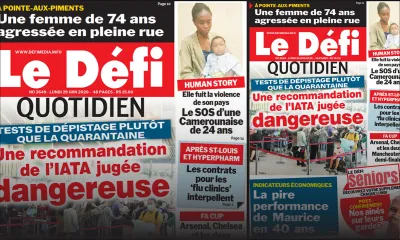 Voici la Une du Defi Quotidien de ce lundi 29 juin 2020